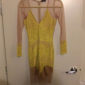 FOR LOVE AND LEMONS mesh and yellow lace dress